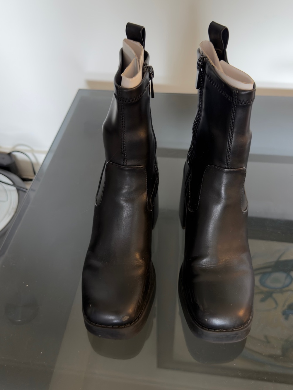 Men's Black Leather Zip Ankle Boots